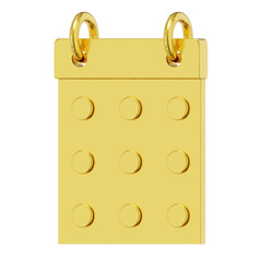 Poster - Simple flip calendar gold metal. 3D rendering. PNG icon on transparent background.