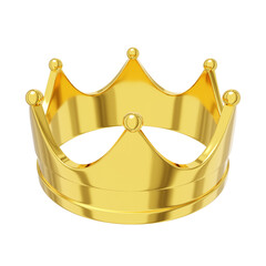Poster - Realistic royal crown gold metal, symbol of power, top view. 3d rendering. PNG icon on transparent background.