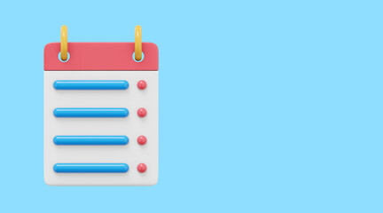 Poster - Flip calendar assignment. 3D rendering. Icon on blue background, space for text.