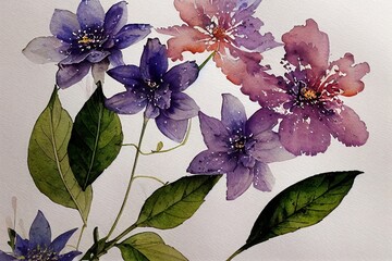 Aufkleber - Flowers watercolor illustration.Manual composition.Big watercolor elements.