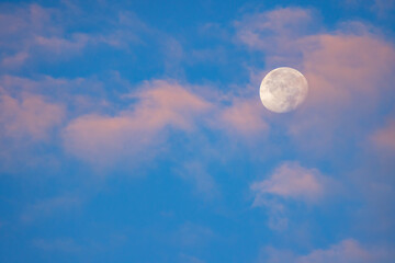 Wall Mural - blue sky with moon and clouds