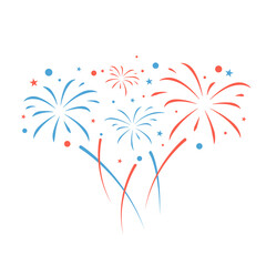 Wall Mural - Fireworks illustration isolated on white background. Vector festive background