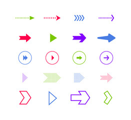 Poster - Arrows icons. Set of colored vector arrows isolated on white background. Vector illustration