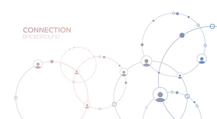 Aufkleber - Network background. Connections with points, lines, and people icons. Vector illustration