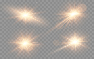Wall Mural - shine glowing stars. golden vector lights and sparks isolated. vector illustration