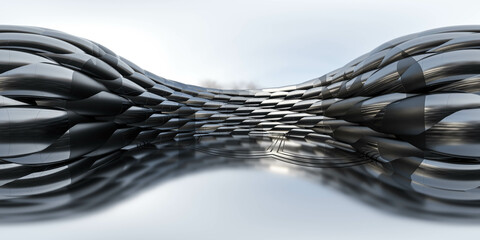 Poster - 360 degree full panorama environment map of metallic walls abstract environment with sky 3d render illustration hdri hdr vr virtual reality