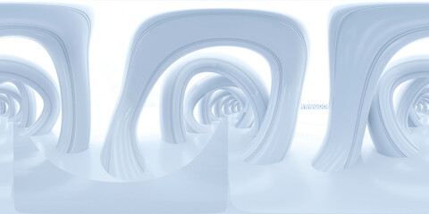 Poster - abstract white futuristic environment with archways 3d render illustration
