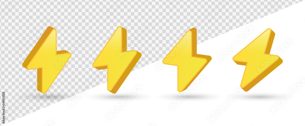 3d flash lightning bolt icon with thunderbolt, flash thunder power icon ...