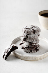 Wall Mural - Chocolate cookies with crack on white background