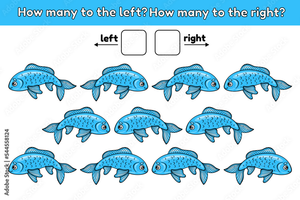 Math educational game for kids. Count how many fish are swimming right ...