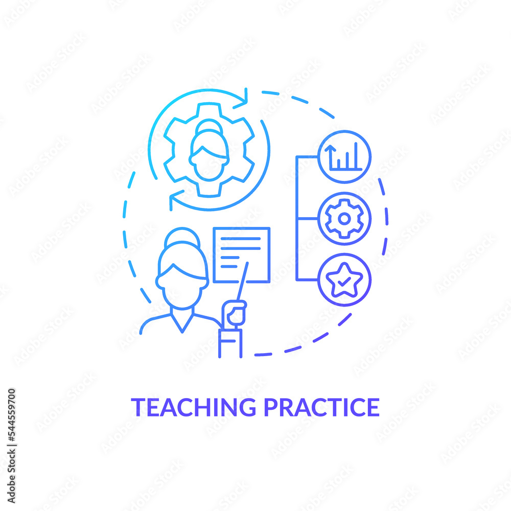 Practice Based Learning Icon No Background Teaching practice blue gradient concept icon. Tutor assessment ...