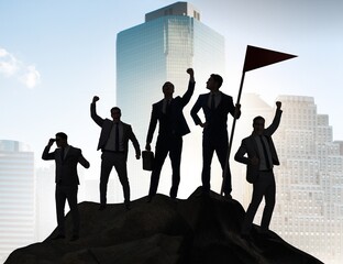 Wall Mural - Businessmen in achievement and teamwork concept