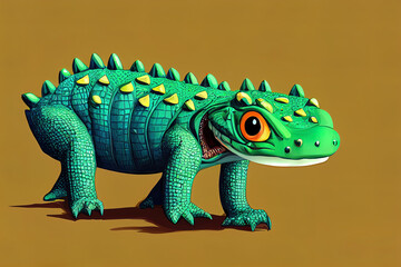 Sticker - Cute crocodile. Funny cartoon alligator. Tropical animal. African animal. Cartoon character.