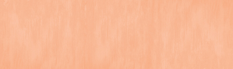 Wall Mural - Pastel peach orange color grunge painted concrete wall wide texture. Light colour abstract panoramic background