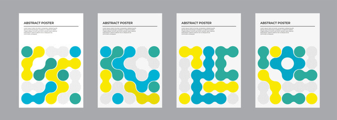 Poster - Abstract geometric cover collection. Set of four poster with trendy dots and lines design