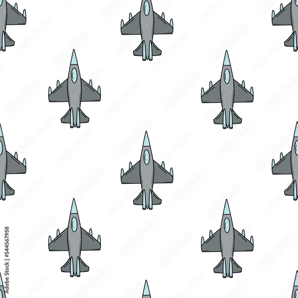 Background Fighter Pattern Military fighter plane, vector doodle icon. Seamless Pattern Vector ...