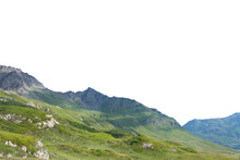 Isolated Cutout Mountains In The Alps In Summer On A White Background