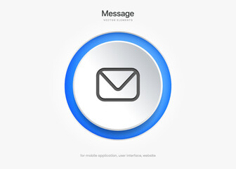Fototapete - 3d isolated vector elements. Minimal modern message, chat, speak, dialog, chatting icon emblem symbol. 3d blue messaging chatting icon. Mobile app icons. Device UI UX mockup.