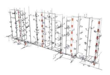 Wall Mural - BIM model conceptual visualization of the utilities of the building