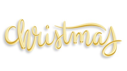 Wall Mural - CHRISTMAS metallic gold brush lettering on transparent background