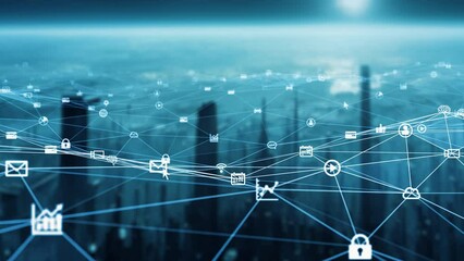 Poster - Futuristic city and communication network concept. smart city.