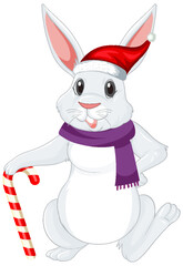 Wall Mural - Cute white rabbit cartoon character