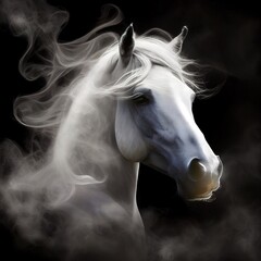 Gorgeous white horse illustrated portrait, stunning illustration generated by Ai, is not based on any original image, character or person	