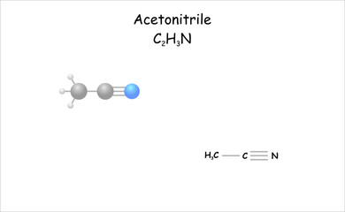 Wall Mural - Stylized molecule model/structural formula of acetonitrile.