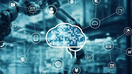 Aufkleber - Industrial robot and artificial intelligence concept.