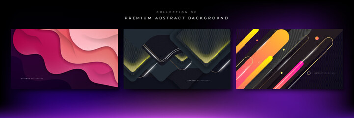 Set of abstract background with colorful geometric shapes. Vector abstract graphic design banner pattern presentation background wallpaper web template.