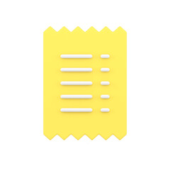 Poster - Yellow glossy minimalist ragged payment check financial banking transaction realistic 3d icon