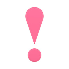 Poster - Pink glossy exclamation point front view attention error warning realistic 3d icon