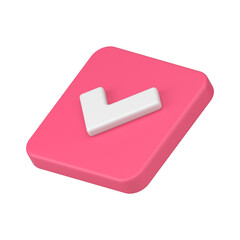 Poster - Isometric pink diagonal placed accept checkmark squared realistic 3d icon