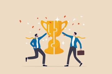Wall Mural - win-win situation, agreement or solution to win together, solution for best result, teamwork to help