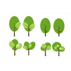 Poster - set of green trees nature flat design