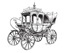 Vintage Royal Carriage Retro, Sketch Drawn Hand.Vector Illustration.