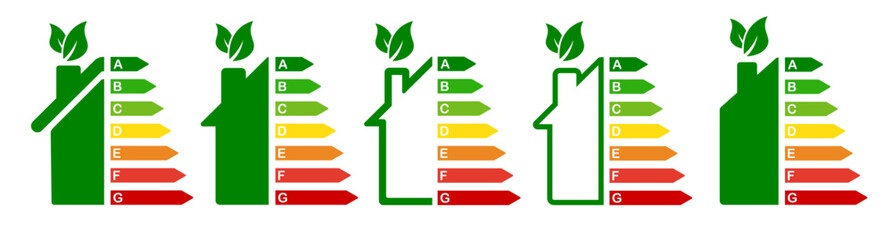 Energy-efficient house, the concept of energy efficiency vector set