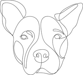 Wall Mural - Continuous line Pit Bull. Single line minimal style Pitbull dog vector illustration. Portrait.