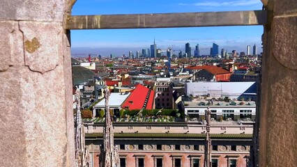 Poster - Milan cityscape from Cathedral roof, Italy