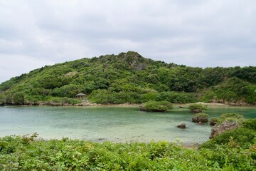 Wall Mural - Calm cove and natural landscape of the Imgya Marine Garden in Miyakojima