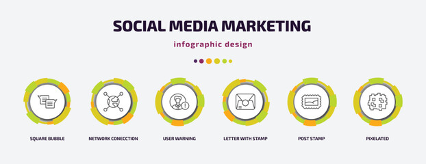 Poster - social media marketing infographic template with icons and 6 step or option. social media marketing 