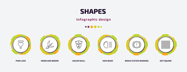 Aufkleber - shapes infographic template with icons and 6 step or option. shapes icons such as pure love, moon an