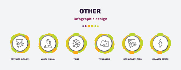 Poster - other infographic template with icons and 6 step or option. other icons such as abstract business card, araba woman, tings, two post it, idea business card, japanese demon vector. can be used for