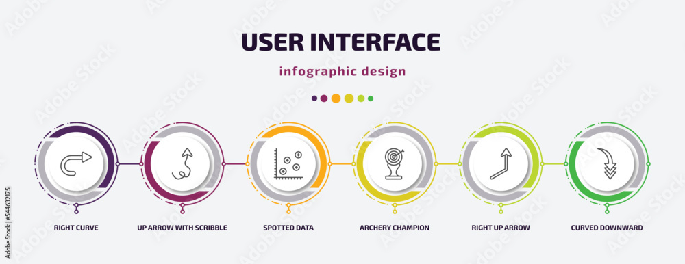 user interface infographic template with icons and 6 step or option ...