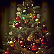 © Ecleposs - Christmas tree closeup shot with gifts and decoration 3d illustration