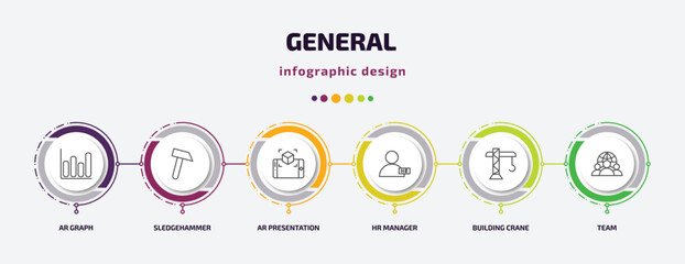 Poster - general infographic template with icons and 6 step or option. general icons such as ar graph, sledge