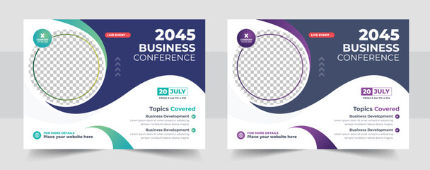 Wall Mural - corporate horizontal business conference flyer template, business conference flyer template design