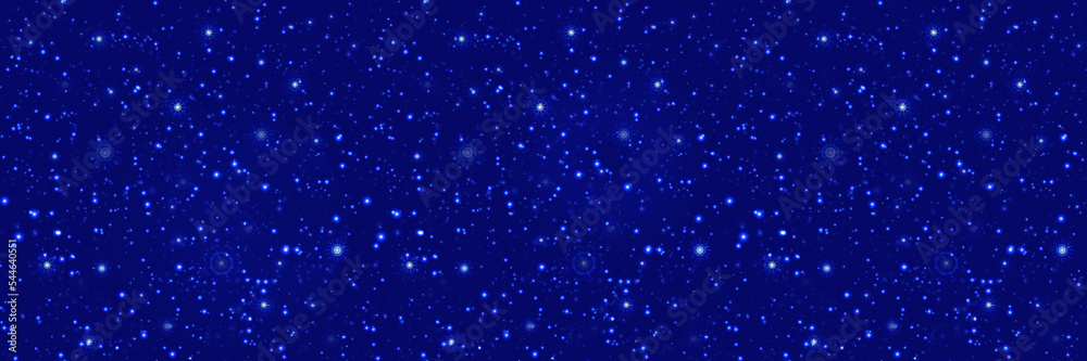 Night starry sky seamless pattern vector illusration. Magic winter ...