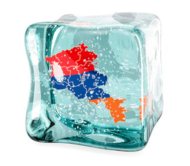 Poster - armenian map frozen in ice cube, 3d rendering