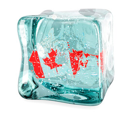 Poster - canadian map frozen in ice cube, 3d rendering